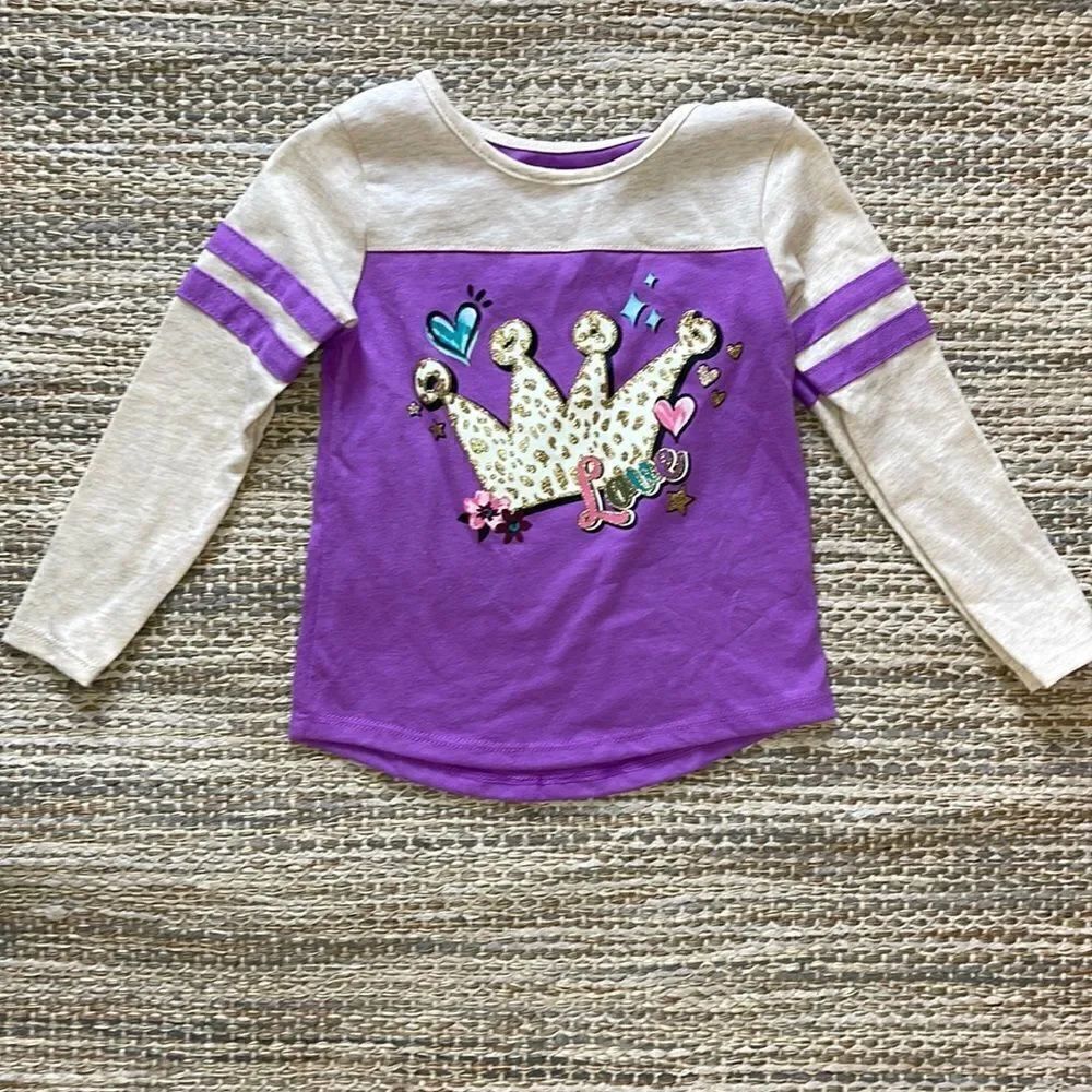 2T Girl’s Love Crown Animal Print Purple Tee